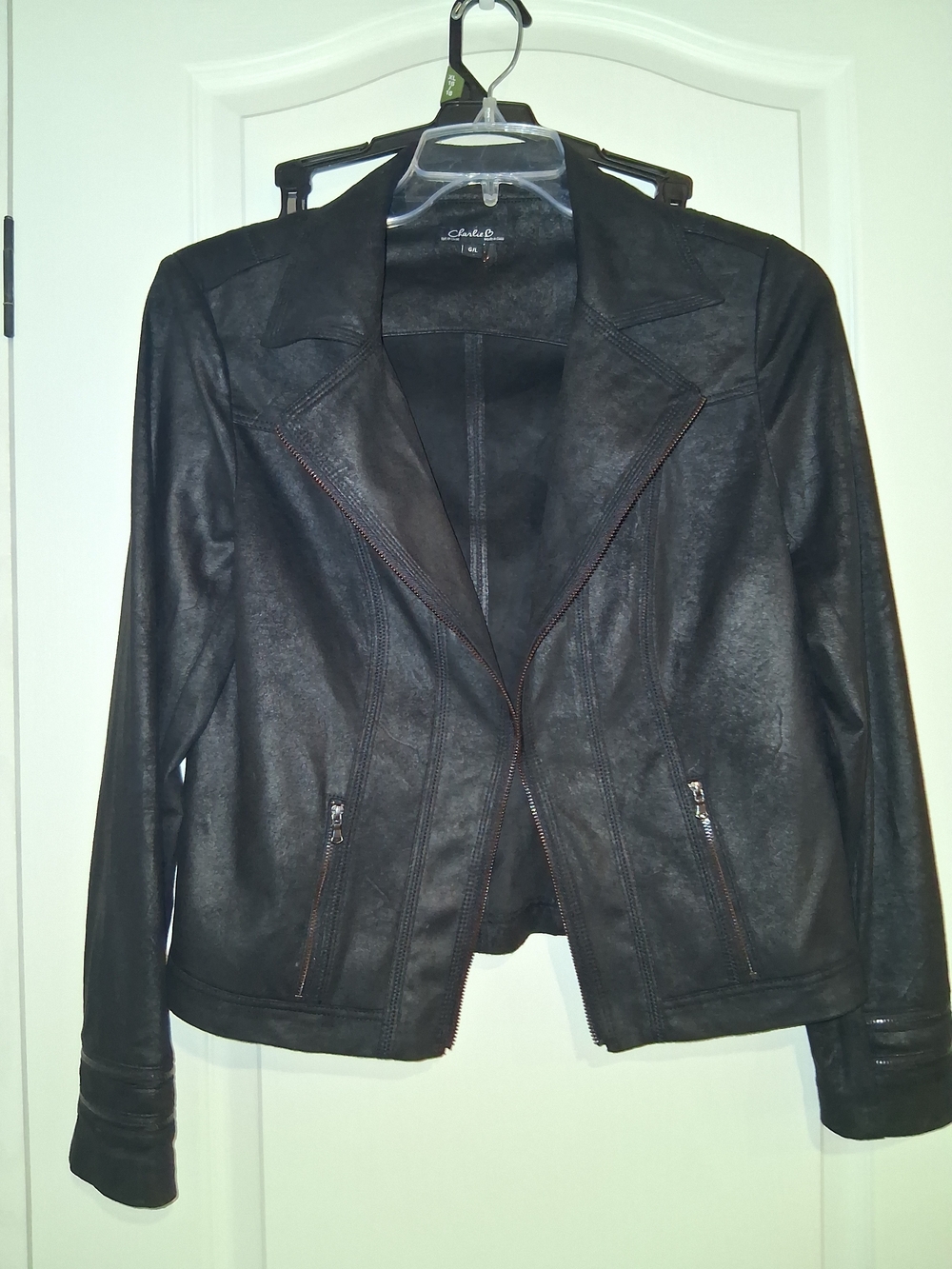 Charlie B Black Faux Leather Moto Jacket